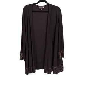 Antthony Cardigan Womens XL Black Gold Sequins Slinky Open Front Evening Party